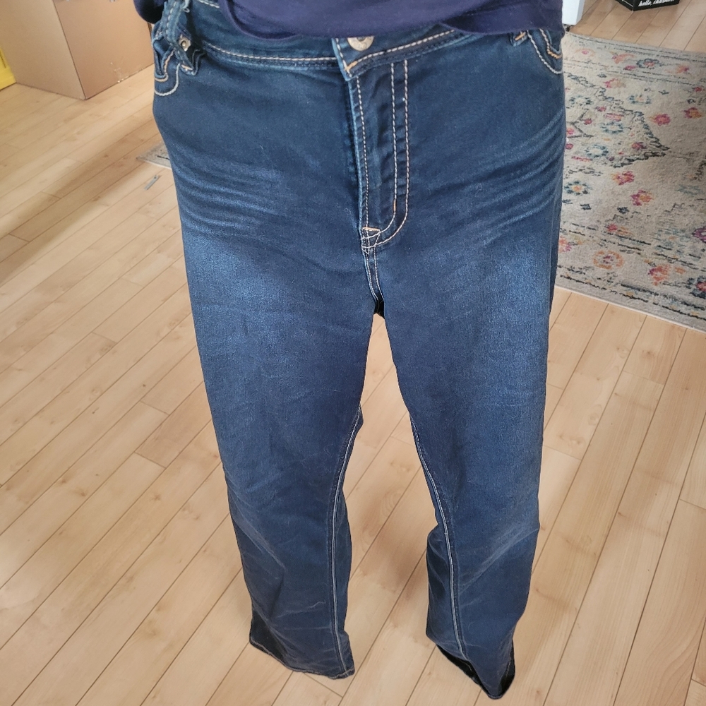 2/$40- Warehouse One Straight Leg Dark Blue Jeans